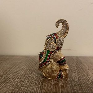 TINY Miniature Bejeweled Elephant Trinket Box